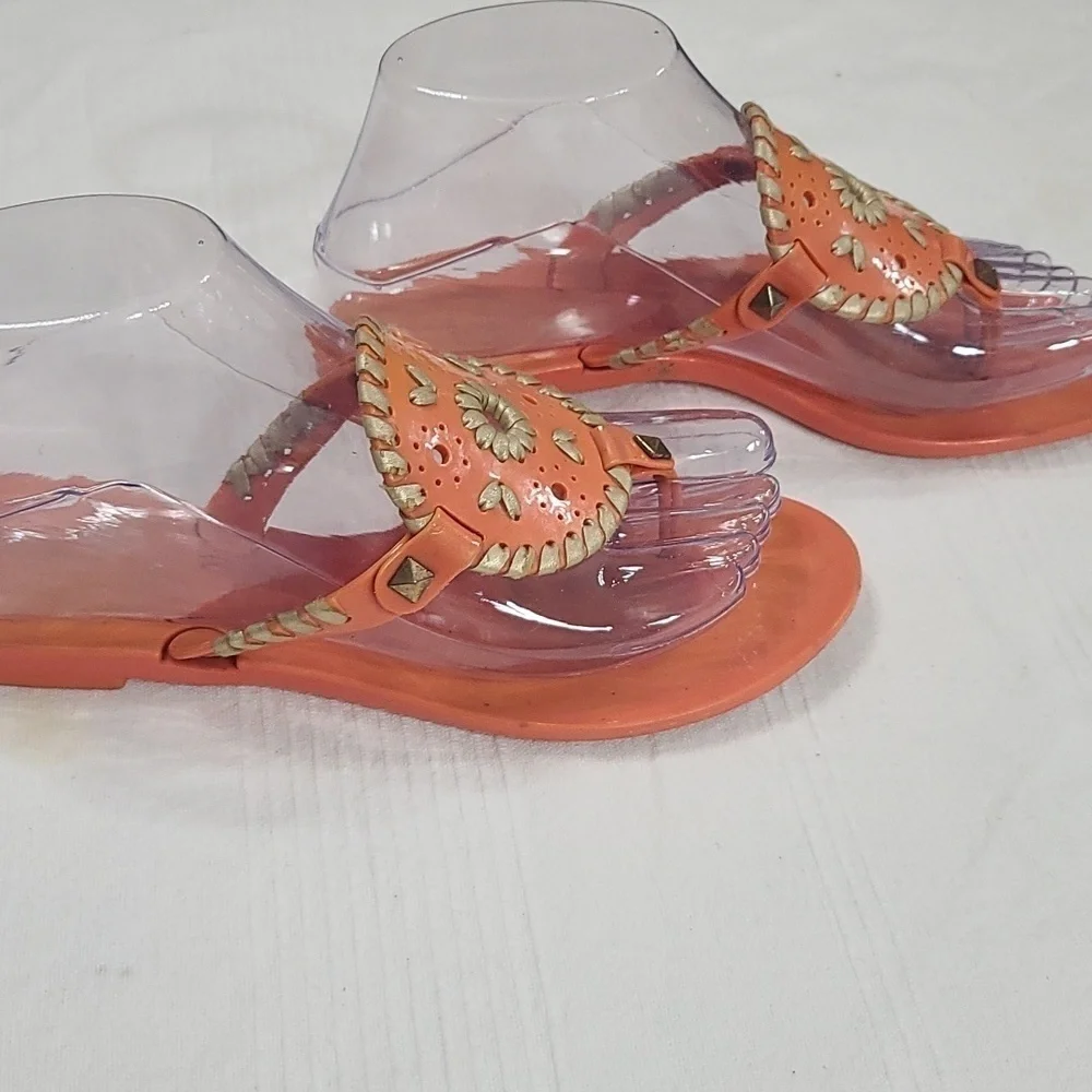 Jack Rogers Womens‎ Sandals Orange/Gold Slip-ons Size 5 GUC